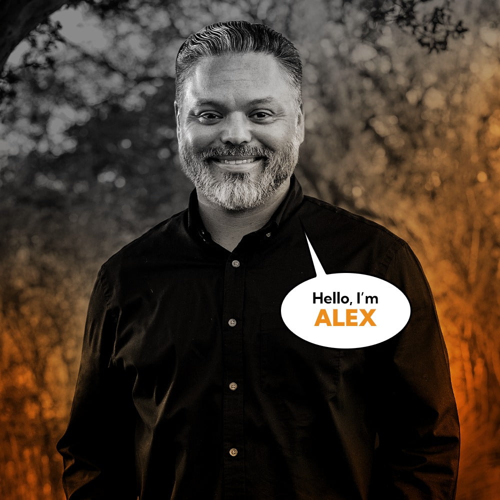 Alex Vasquez, Marketing Director at Corvus Comics, in outdoor portrait.