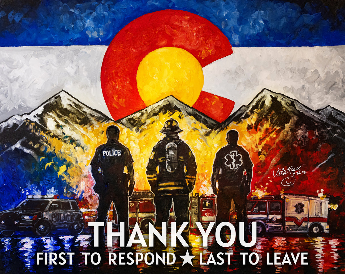 VICTOR MARX | FIRST RESPONDERS - CO FLAG - THANK YOU | 11x14 ART PRINT