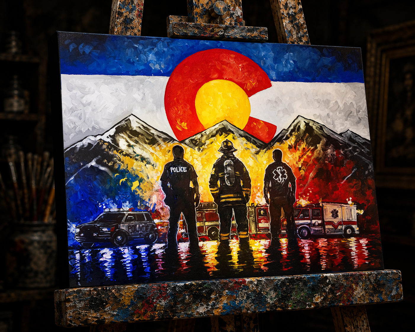 VICTOR MARX | FIRST RESPONDERS - CO FLAG | 20x24 CANVAS PRINT