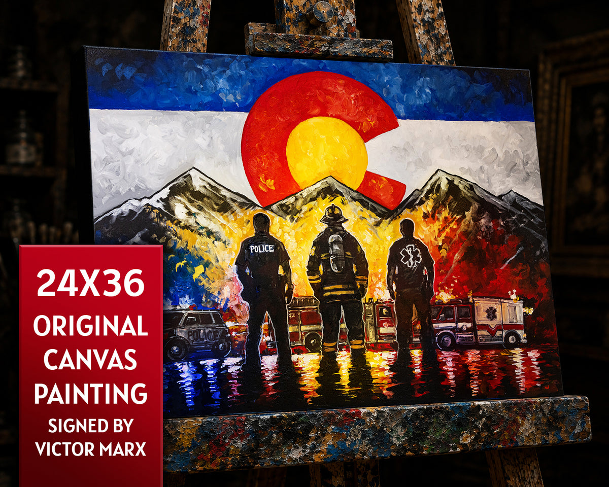 VICTOR MARX | FIRST RESPONDERS FLAG | ORIGINAL PAINTING
