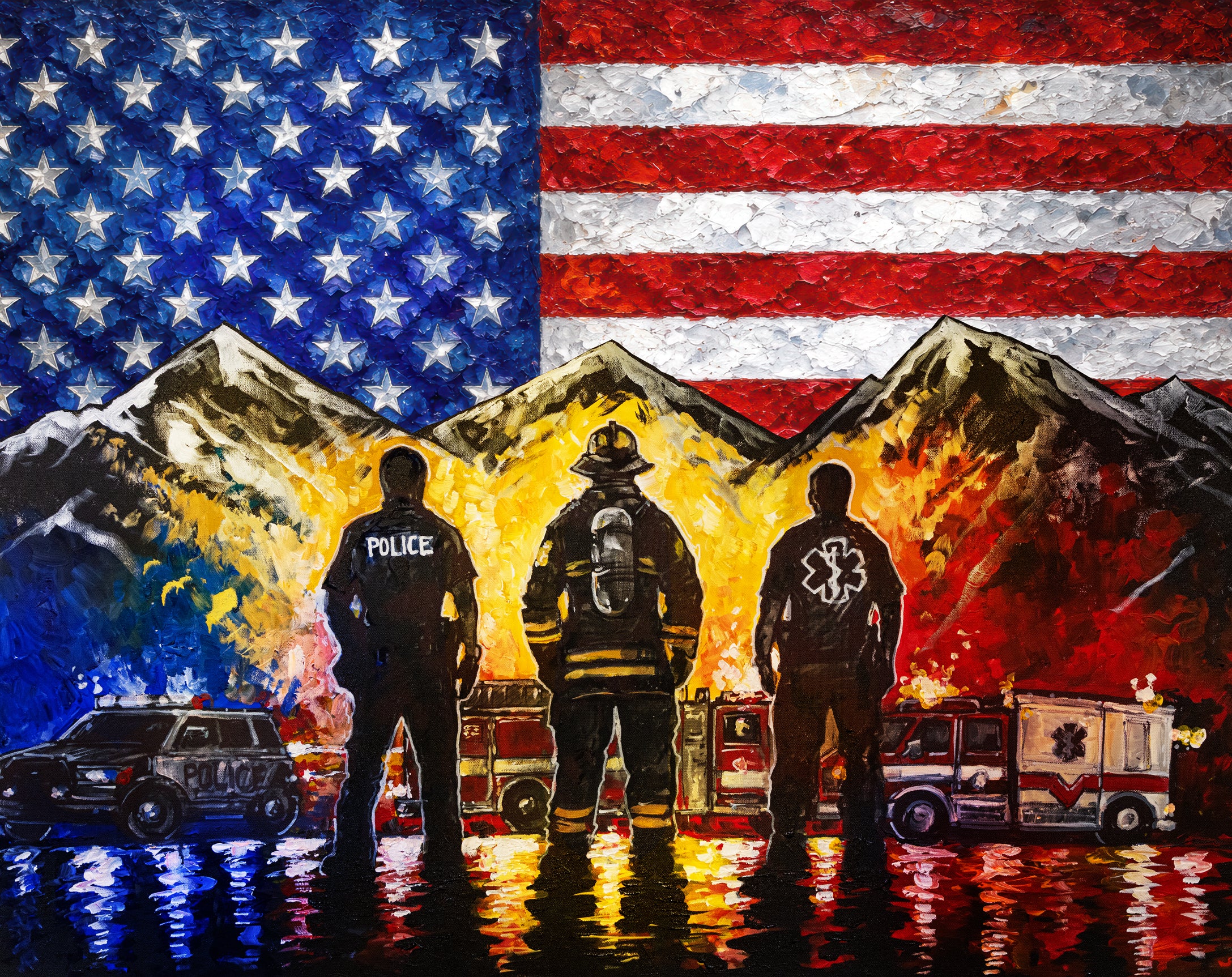 VICTOR MARX | FIRST RESPONDERS - USA FLAG | 11x14 ART PRINT