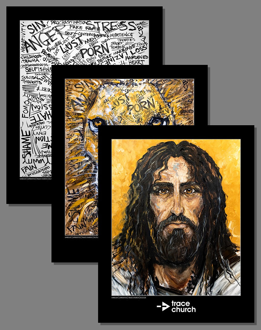 Trace Church | Uprooted | The words. Lion. Jesus. | Set of 3 | Limited Edition Signed Art Prints